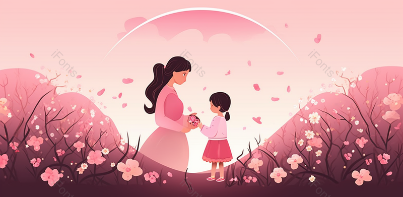 粉色唯美温馨母亲节手绘效果背景图,插画/手绘图,插画/手绘图库,插画/手绘图下载,插画/手绘